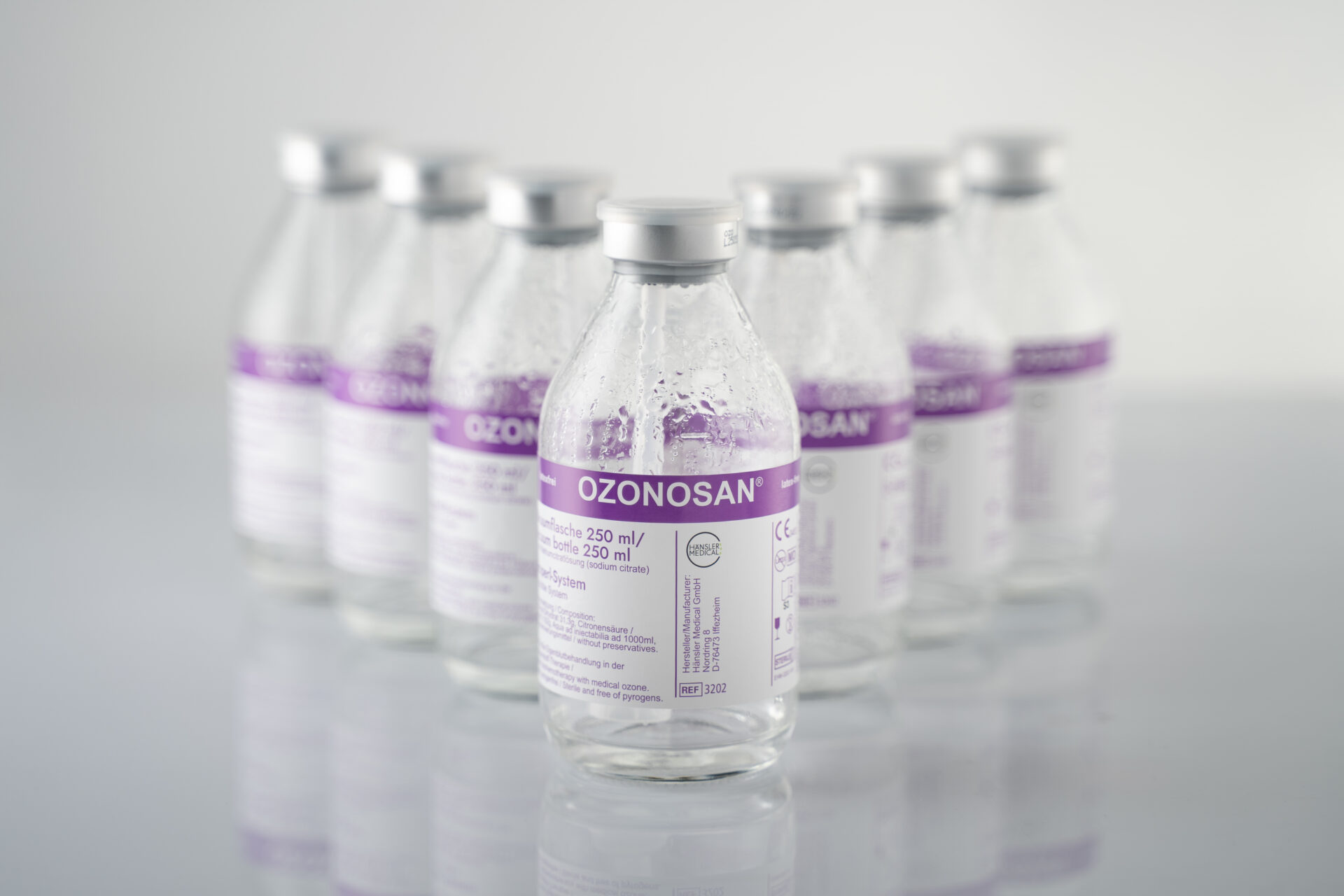 OZONOSAN Vakuumflaschen mit Mikro-Perl-System und latexfreiem Stopfen